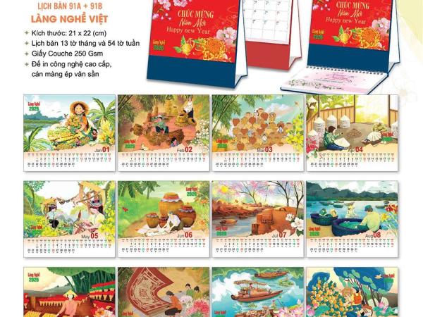 In lịch Tết, lịch treo tường, lịch để bàn