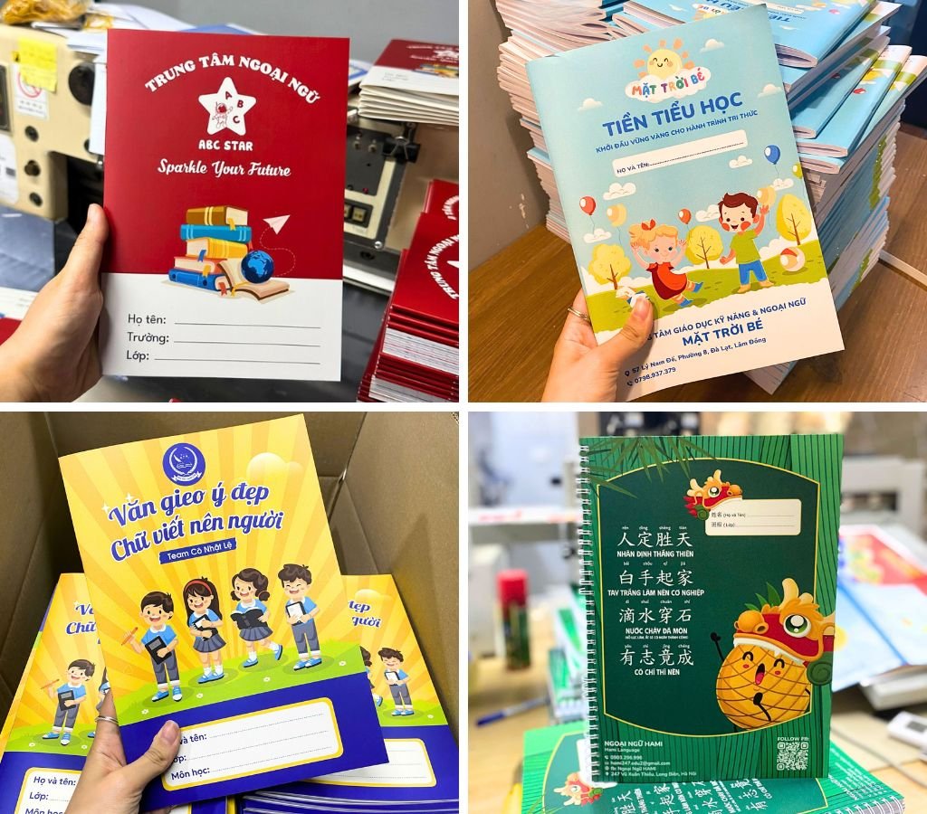 Một số mẫu in vở viết cho trung tâm dạy học