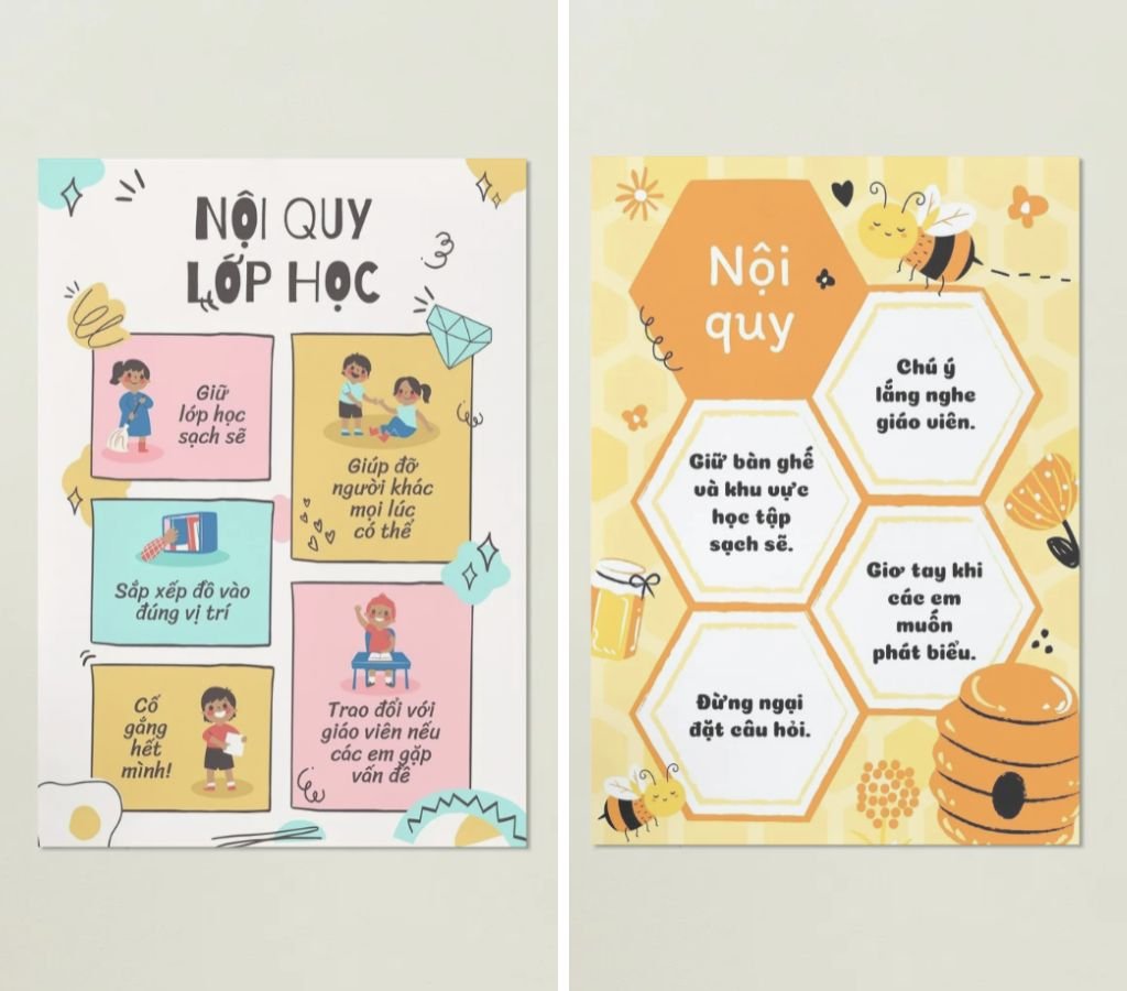 Poster nội quy lớp học, trường học