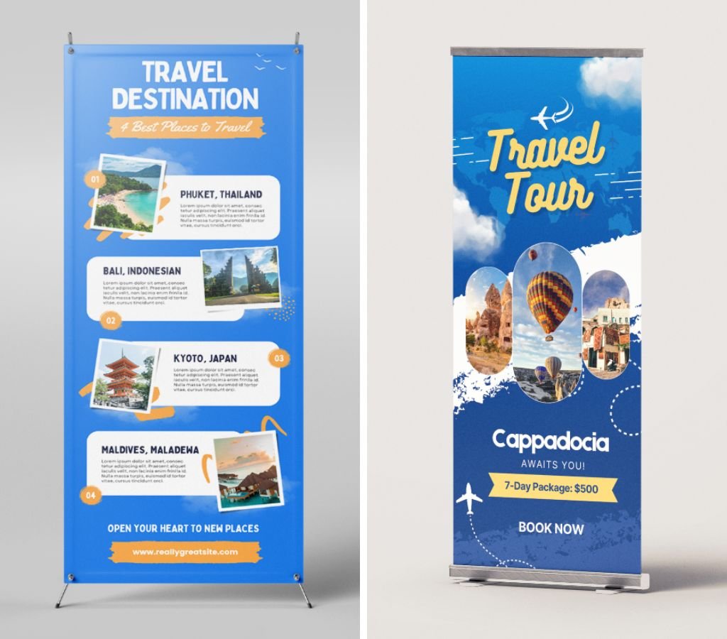 Thiết kế standee hạn chế sử dụng nhiều font chữ uốn lượn, nét mảnh
