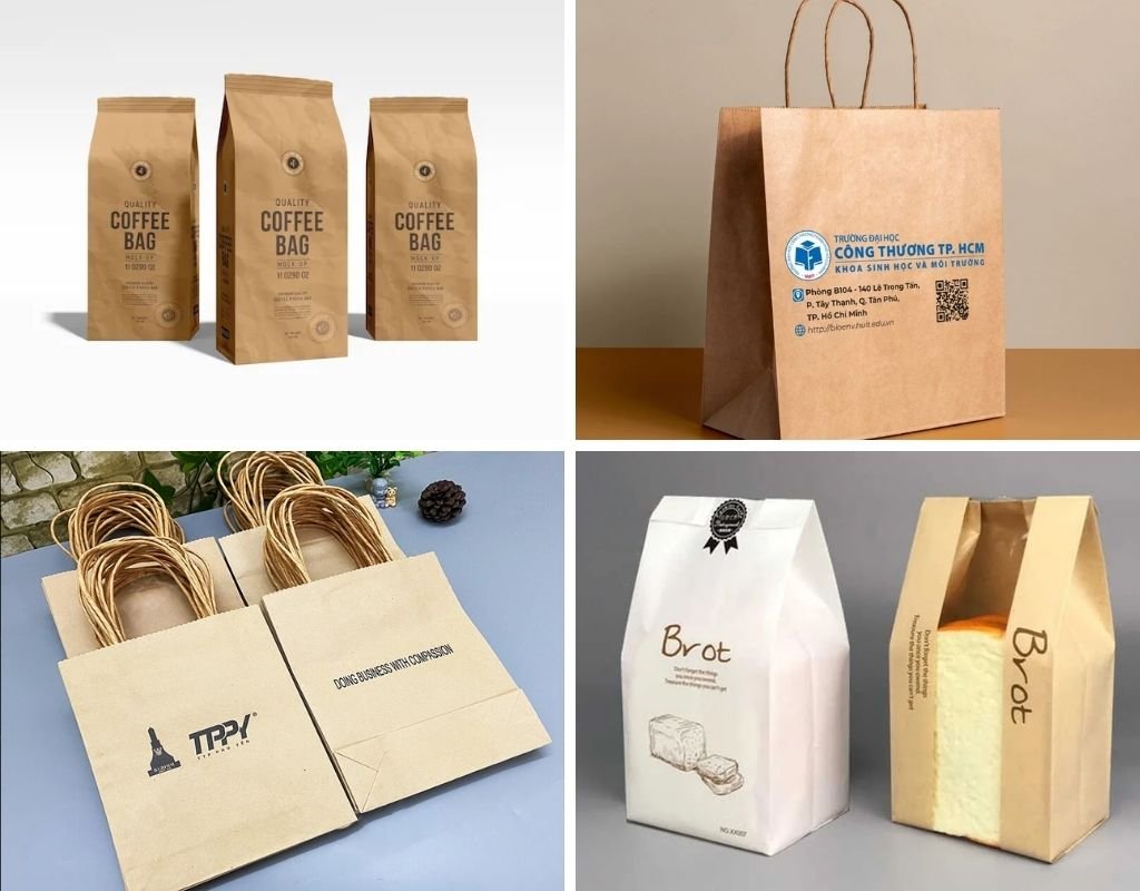 Túi kraft được ưa chuộng trong ngành thực phẩm, hoặc đựng các sản phẩm từ nhẹ tới trung bình