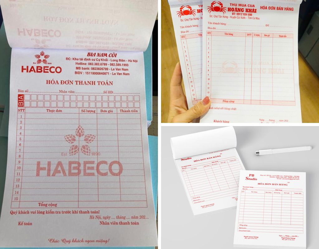 Hóa đơn bán hàng 1 liên