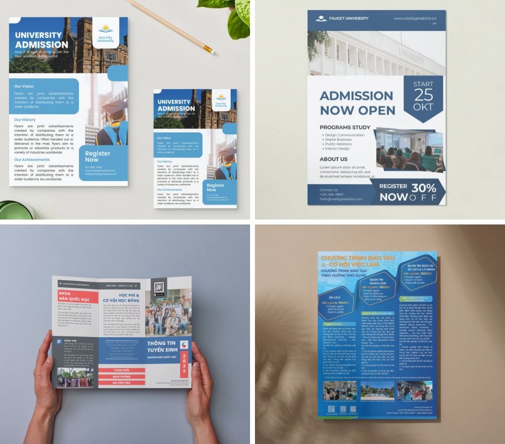 In brochure, tờ rơi vẫn là phương thức chiêu sinh phổ biến ở nhiều trường đại học