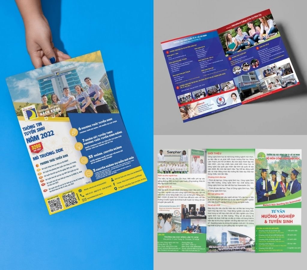 Tờ rơi và tờ gấp tuyển sinh đại học gấp đôi, gấp ba